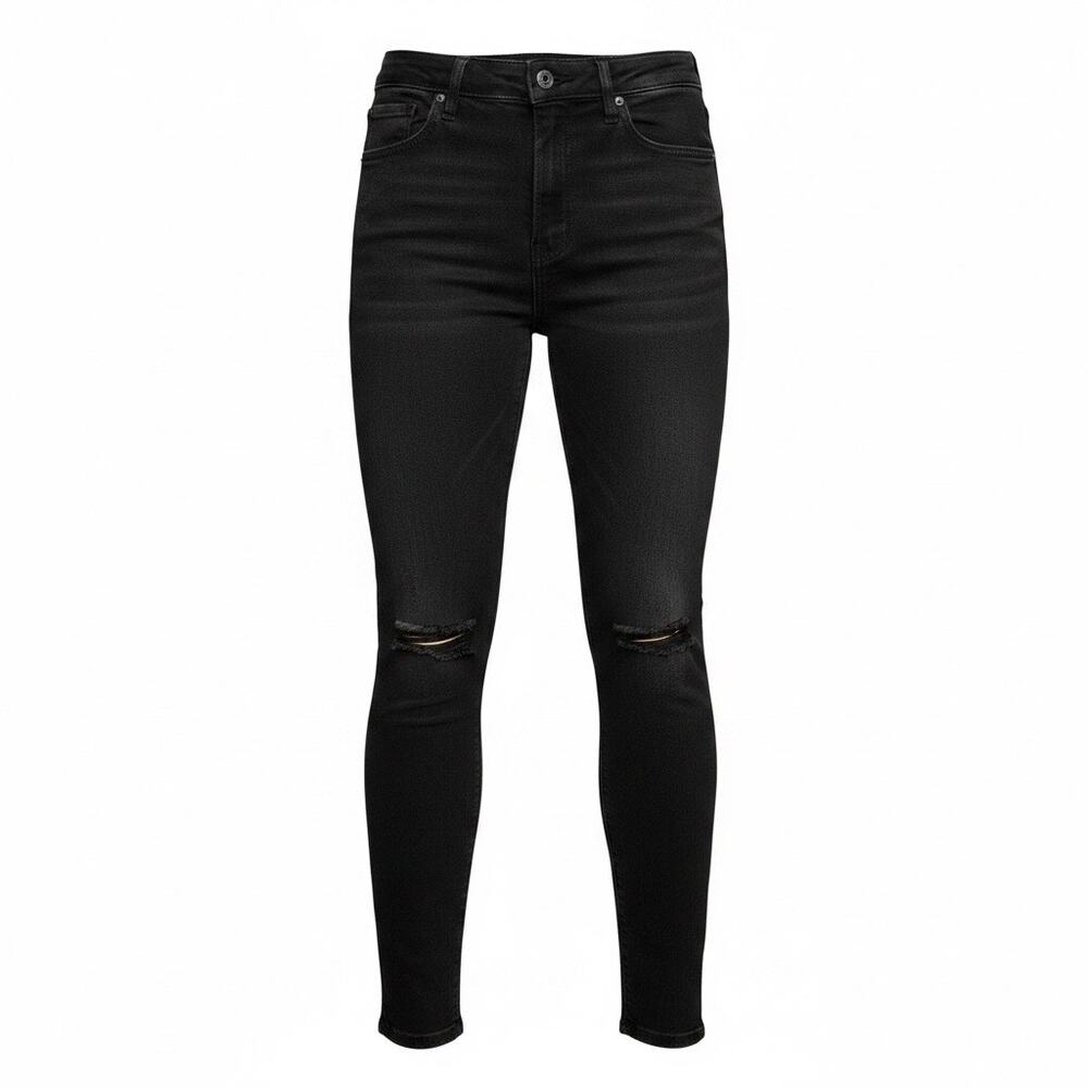 Monkey Ride Black Distressed Skinny Jeans Raw Hem Stretch Bamboo 3/26 NWT